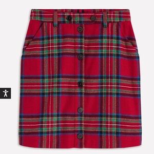Boden Red Plaid Button-Front Mini Skirt
